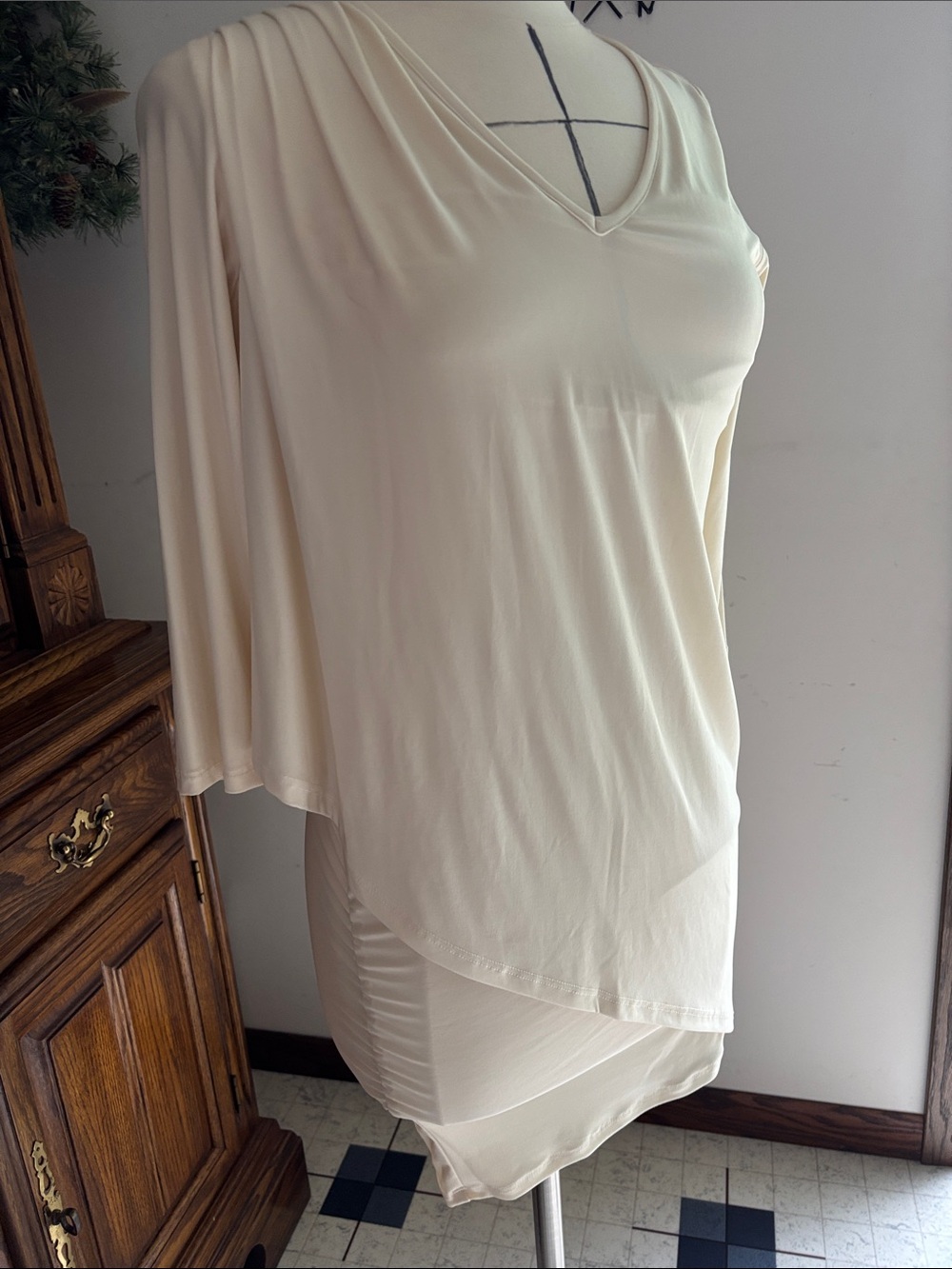 Last Tango Cream Asymmetrical One-Sleeve Women's Dress